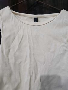 Cream Ribbed Tank Top