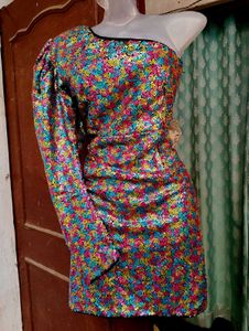 Rainbow Sequin One-Shoulder Bodycon Dress