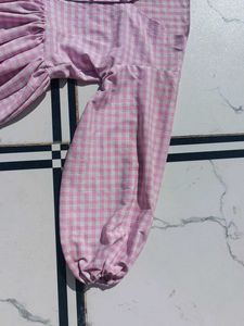 Pink Gingham Ruffle Dress