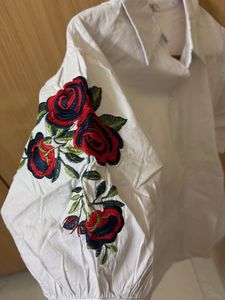 White Floral Embroidered Top