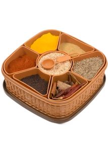 Masala Dabba Box – Brown -Multipurpose 7-in-1