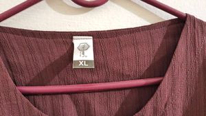 Burgundy Midi Dress - Classic Style