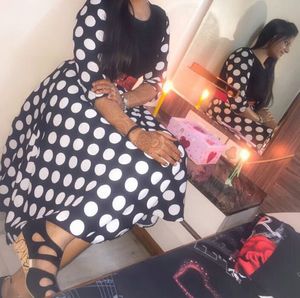 Black and white polka dot dress