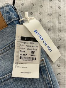 Bluer Mom Fit Ripped Light Wash Denim Jeans