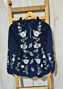 Floral Embroidered Cotries Top size-38