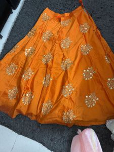 Elegant Orange Lehenga Skirt