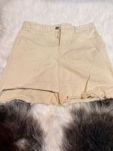 Beige Denim Mini Skirt