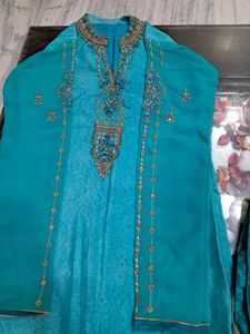 Teal Embroidered Kurta Set