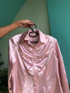 Pink Satin Style fitted  Top