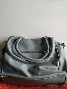 Gray Satchel with Teddy Bear Patch