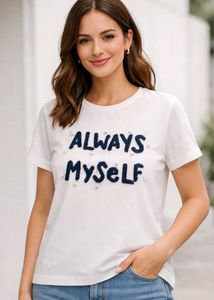 ALWAYS MYSELF – Pearl Embellished Cotton T-Shirt