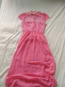 Pink Maxi Dress with Embellishments