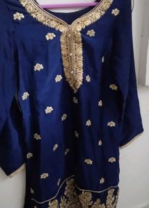 Navy Blue Embroidered Kurta