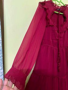 Branded Maroon Color Empire Dress