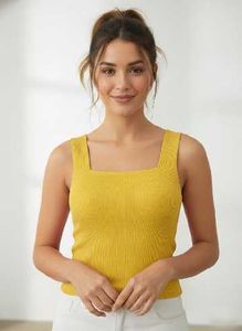 Red Ribbed Knit Tank Top