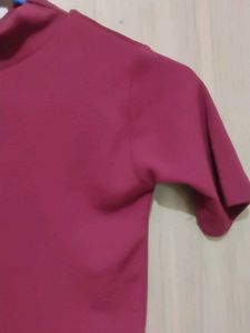 Maroon Mock Neck Crop Top