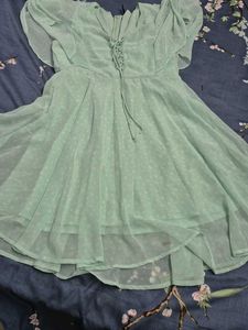 Mint Green Polka Dot Chiffon Dress