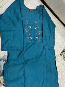 Embroidered Teal Kurta