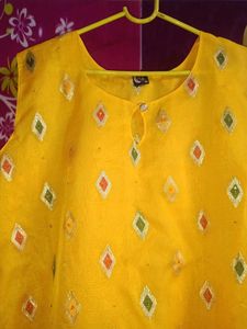 New Yellow Kurta with attached sleeves