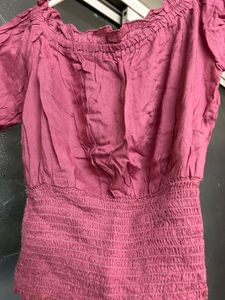 Magenta Off Shoulder Crop Top
