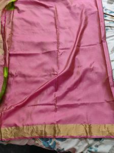Unused Chickoo And Pink Silk Saree