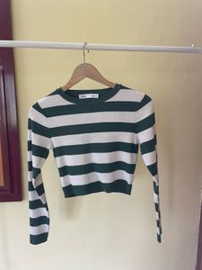 Zara Striped Knit Crop Top