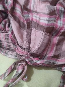 Pink Checked Crop Top