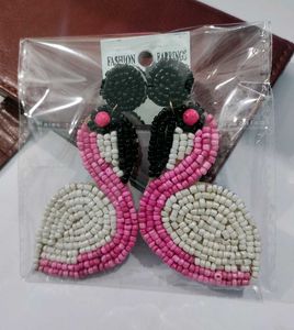 Flamingo Beaded Earrings
