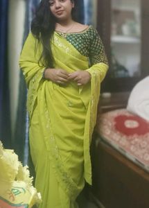 Lemon Yellow Georgette Design Saree