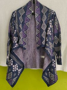 Patterned Open-Front Cardigan