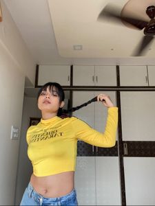 Yellow Printed Crop Top