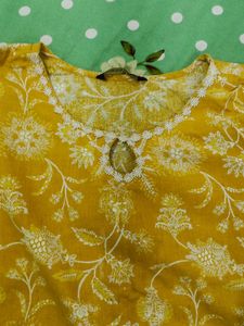 Yellow Floral pakistani Kurta Set