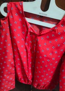 Orange Floral Cold Shoulder Top