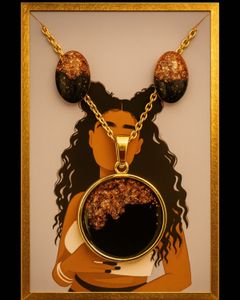 Black & Golden flakes resin Pendant