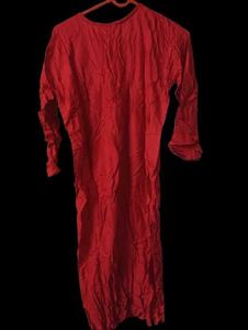 Red Embroidered Kurta