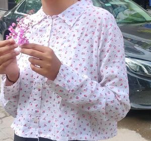 cro white shirt with floral print