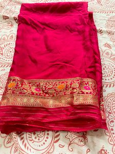 Party Type Yellow And Pink Saree