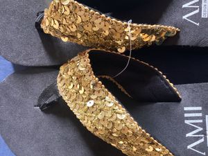 Gold Sequin Flip Flops - Size 37