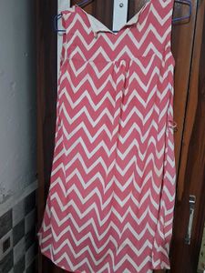 Pink Chevron Sleeveless Dress