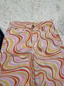Retro Swirl Print Wide Leg Jeans 😍