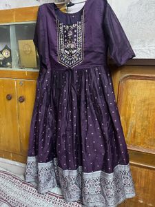 Purple Kurta Set With Leggings