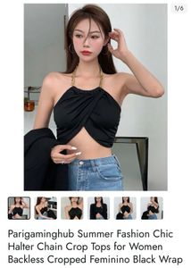 SHEIN  GOLD CHAIN HALTER TIE UP CROP TOP