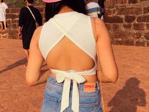 Chic White Tie-Back Crop Top