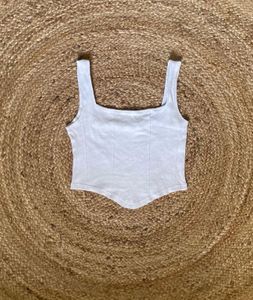 Corset Style White Basic Top 🤍