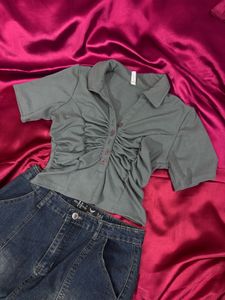 Ruched Front Crop Top