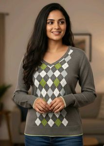 Imported Argyle Pattern Sweater