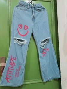 Ripped Jeans with Graffiti