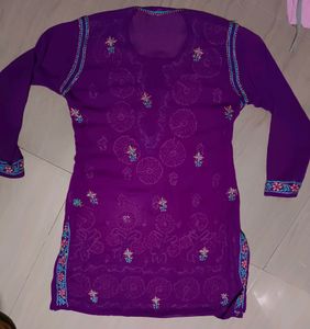 Purple Chikankari Kurti