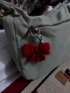 Red Crochet Bow Keychain