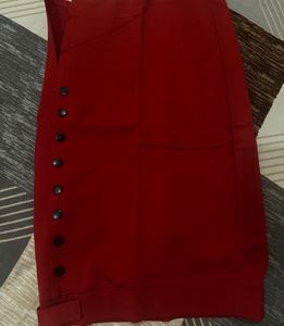 Red Button-Up Skirt